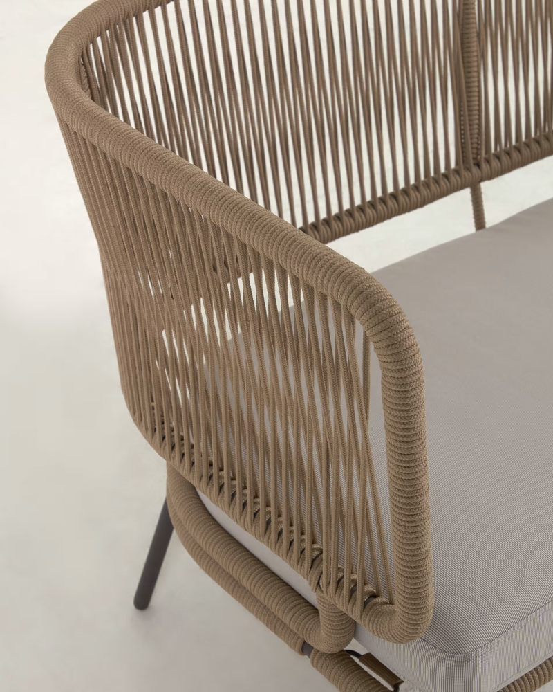 NADIN 2 seater sofa in beige cord with galvanised steel legs, 135 cm