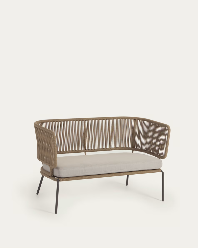 NADIN 2 seater sofa in beige cord with galvanised steel legs, 135 cm