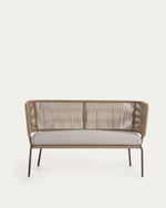 NADIN 2 seater sofa in beige cord with galvanised steel legs, 135 cm