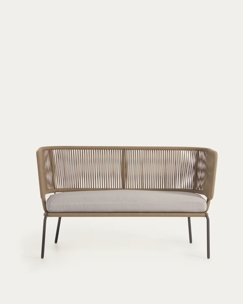 NADIN 2 seater sofa in beige cord with galvanised steel legs, 135 cm
