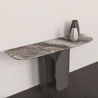 TWINS Console table with elliptical top and metal base