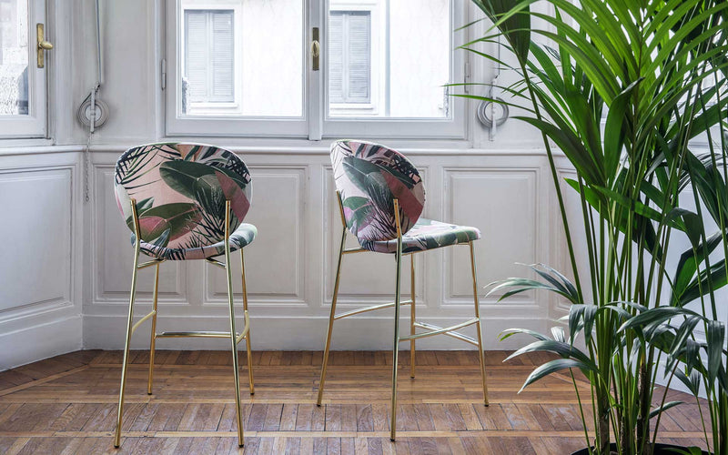 INÈS Padded stool with metal frame