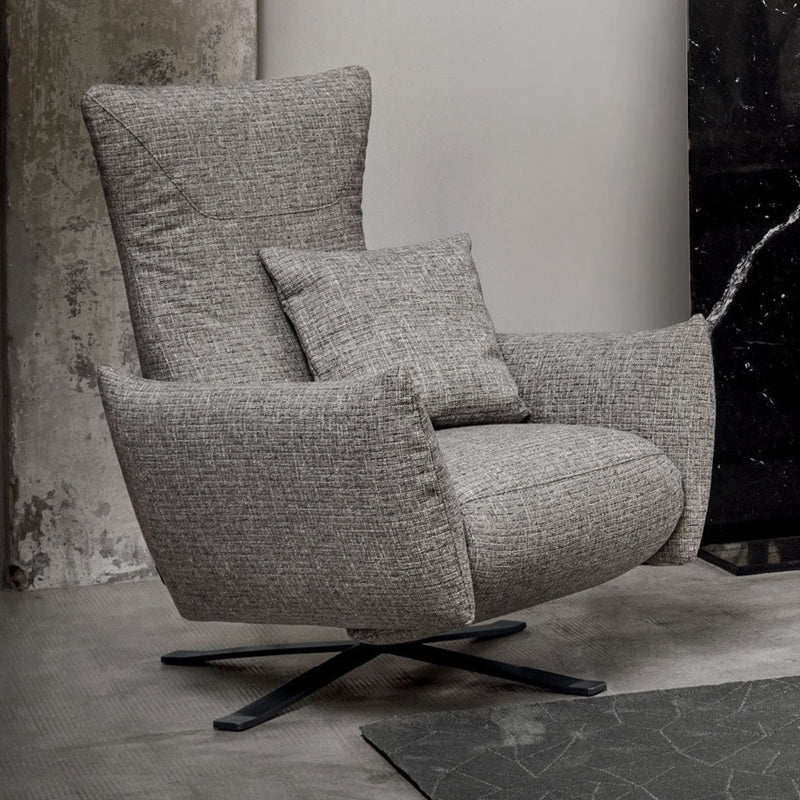 POLSE Tapecirana nagibna i okretna fotelja s metalnom bazom