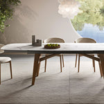 ABREY Stol s produljivom eliptičnom pločom i drvenim nogama