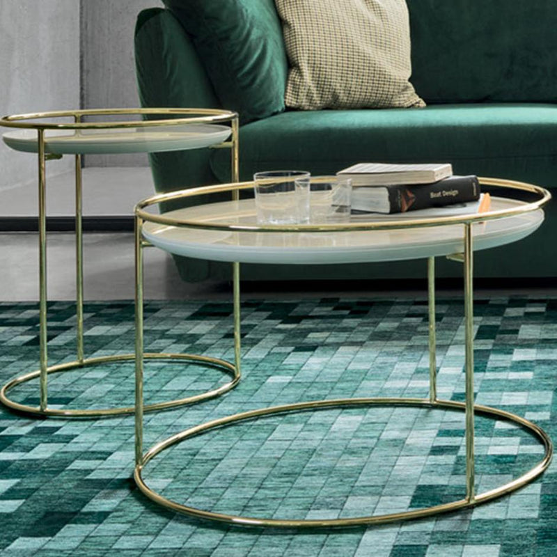 ATOLLO Coffee table with ceramic top and metal base