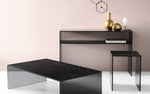 BRIDGE Console table with rectangular ceramic top and glass base