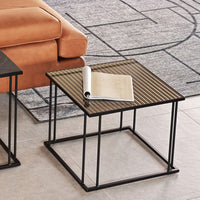 RENEE Squarish table set on a metal base