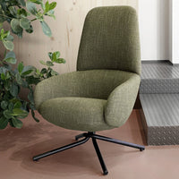 COMFY Upholstered tilting armchair with metal base