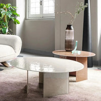 LAGUNE Coffee tables with round top and glass base in 2 size