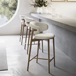 OLEANDRO Tapecirani visoki stolac s drvenom bazom