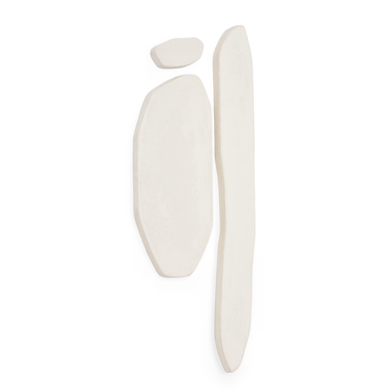 SILUNA set of 3 wall decorations, elongated, white papier-maché