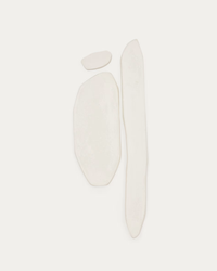 SILUNA set of 3 wall decorations, elongated, white papier-maché