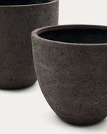 SERILI Set of 2 dark grey cement and fiberglass plant pots