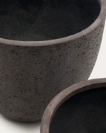 SERILI Set of 2 dark grey cement and fiberglass plant pots