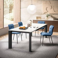 DELTA Table with rectangular extendible top and metal legs