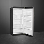 50's STYLE Black refrigerator with rounded curves and chrome details