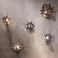 FOLIAE LAMP Steel wall lamp made with craft-welded leaf-shaped decorations