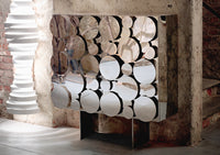 GAGÀ CUPBOARD & LOWBOARD Two sideboards with pattern of circular mirrors.