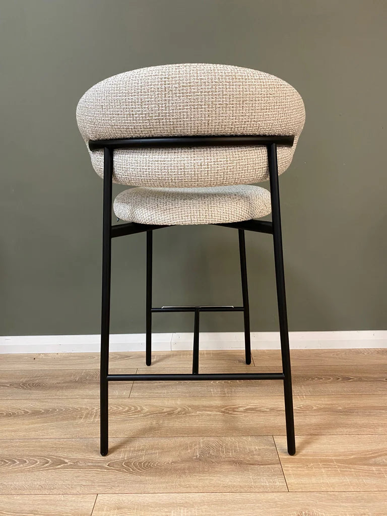 OLEANDRO Tapecirani visoki stolac s drvenom bazom