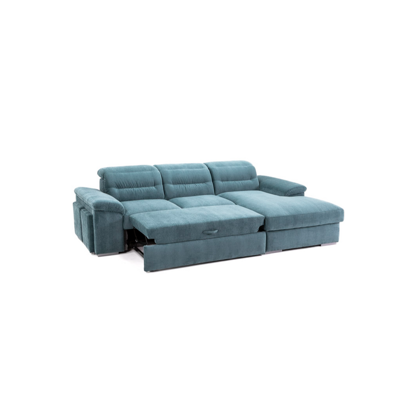 LIKA Sofa-bed with pull-out pouffes and container
