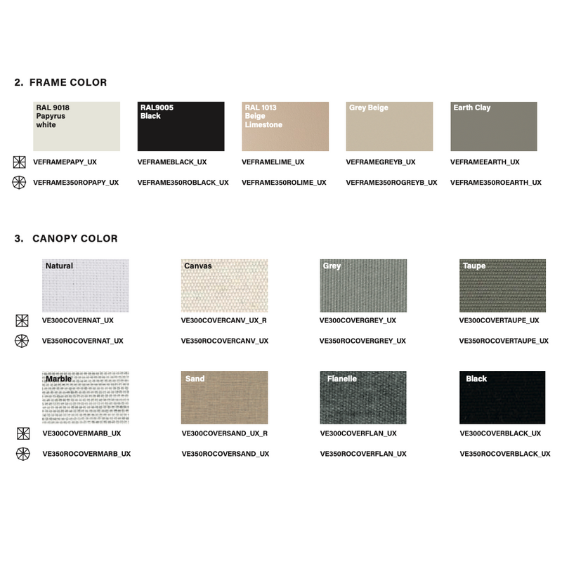 VERSA UX cantilever suncobran - Architecture, square 3 m, 80°