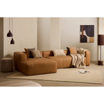 LEATHER BLOK Brown leather 2-seater sofa, 240 cm