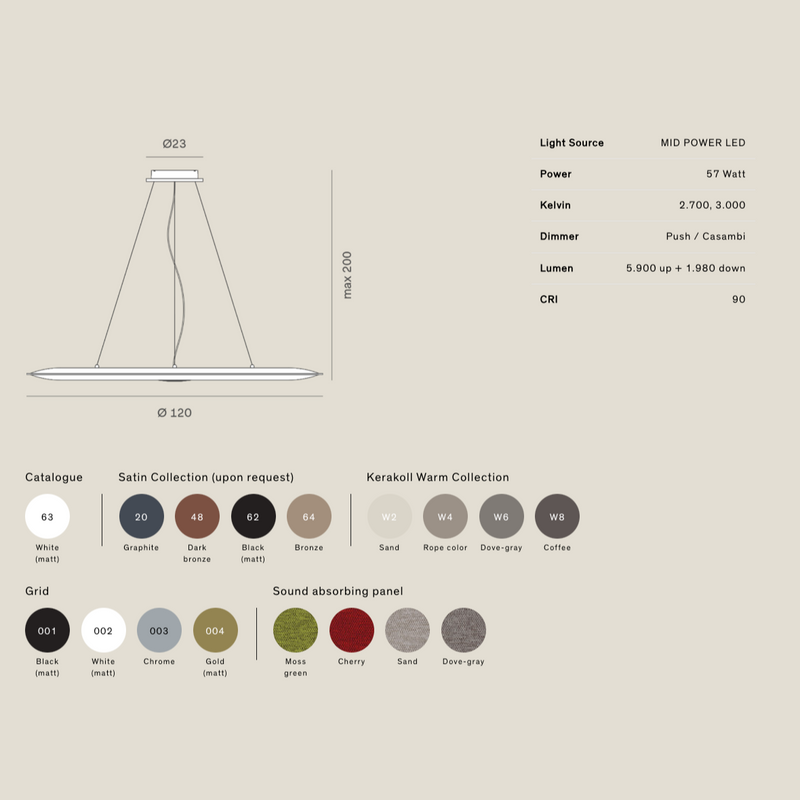 SOL H2 Viseća svjetiljka s panelom za upijanje zvuka