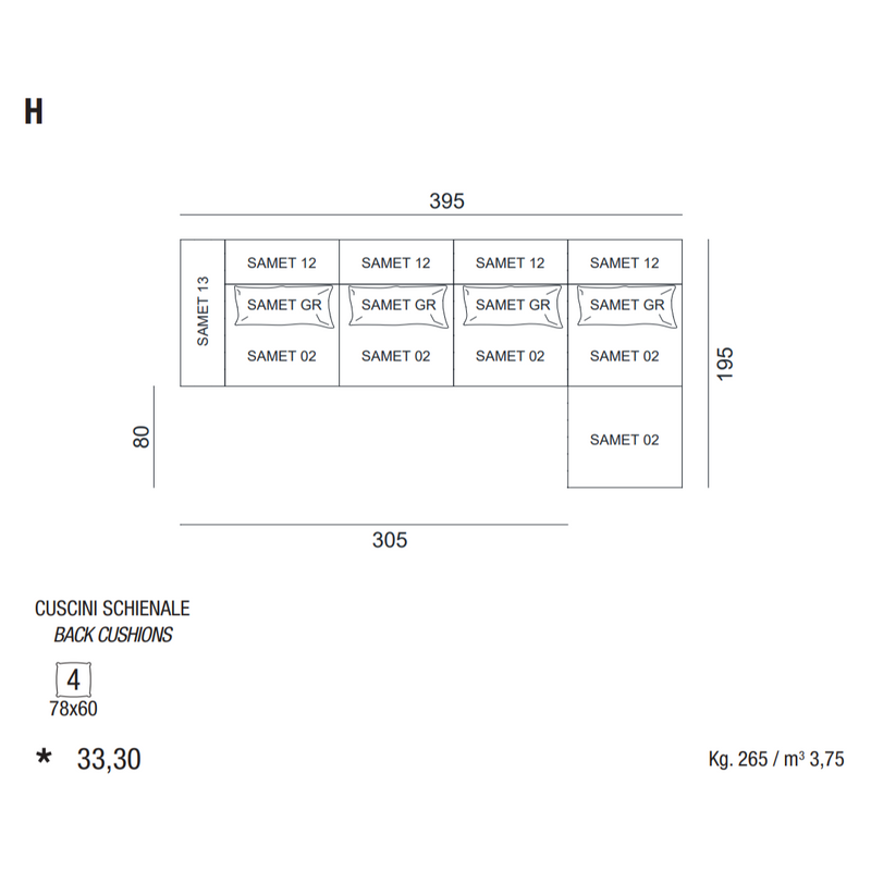 SAMET H - Modular Sofa with cushions
