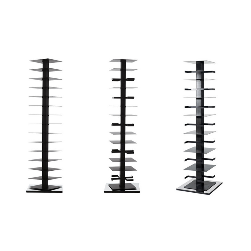 PTOLOMEO X4 Free standing 360° revolving steel bookcase.