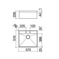 Lab 316 sink 57×51 cm built-in, flush and undermounted