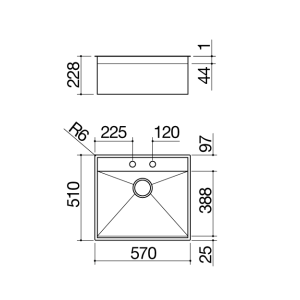 Sudoper Lab 316 57×51 cm ugradbeni, ugradbeni i ugradbeni