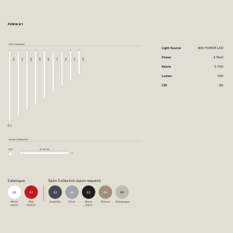 FURIN Lampa od cjevastih aluminijskih elemenata