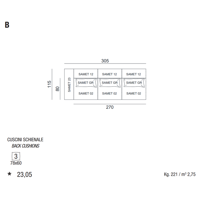 SAMET B - Modularna sofa s jastucima