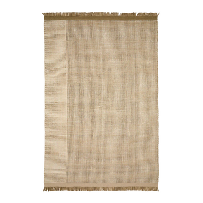 BLART Beige wool rug with contrasting side stripe 160 x 230 cm