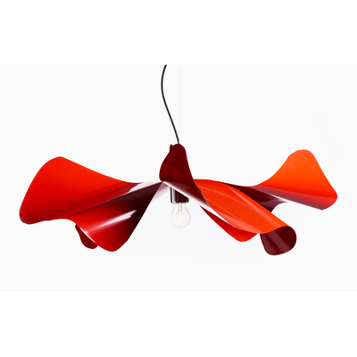 PAPAVERO RAGGIANTE Hand-folded stainless steel pendant lamp with a poppy-shaped design