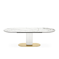 CAMEO Table with a non-extending elliptical top and central metal base