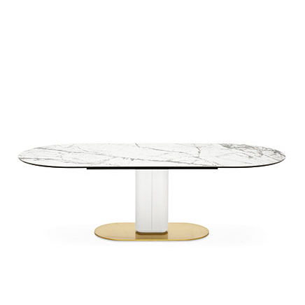 CAMEO Table with a non-extending elliptical top and central metal base