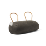 YUM YUM A soft padded pouf with a strong wooden backrest