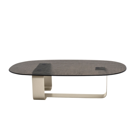 RIBBON Coffee table with round top and metal base