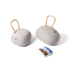 YUM YUM A soft padded pouf with a strong wooden backrest