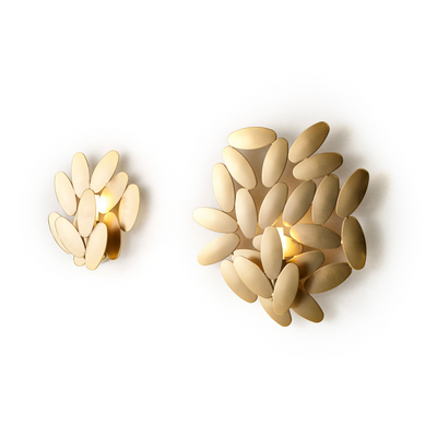 FOLIAE LAMP Steel wall lamp made with craft-welded leaf-shaped decorations