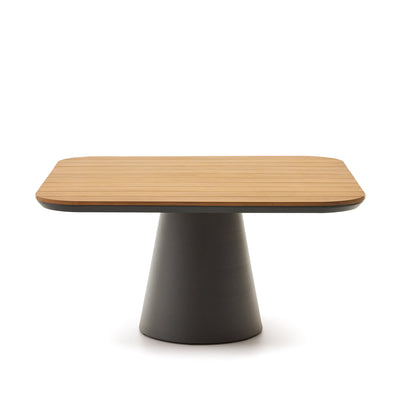 TUDONS Outdoor table in aluminium with a grey and teak finish, 148 x 148 cm