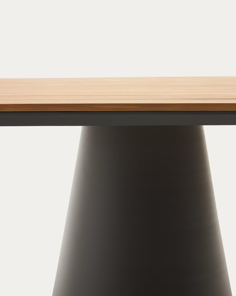 TUDONS Outdoor table in aluminium with a grey and teak finish, 148 x 148 cm