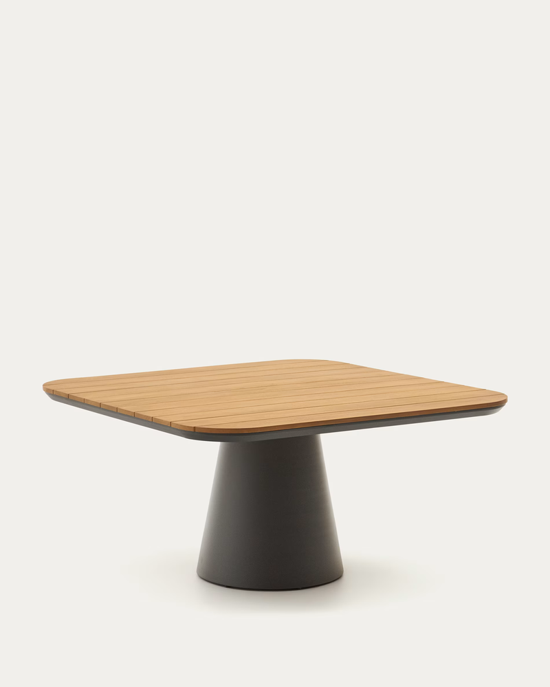 TUDONS Outdoor table in aluminium with a grey and teak finish, 148 x 148 cm