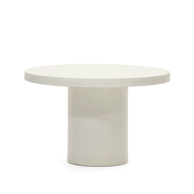 AIGUABLAVA okrugli stol od bijelog cementa, Ø 120 cm