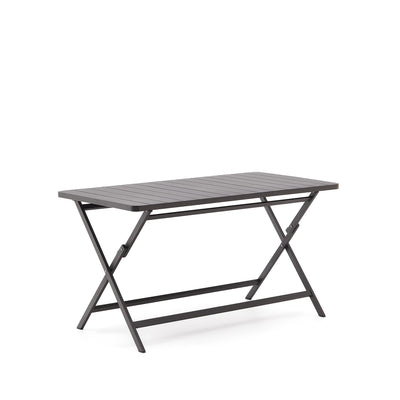 TORRETA Folding outdoor table made of aluminum with dark grey finish 140 x 70 cm