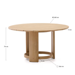 XORIGUER Round table in solid eucalyptus wood, Ø140 cm, 100% FSC