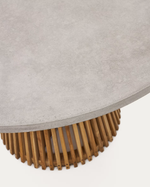 ALCAUFAR Okrugli vanjski stol od punog drva tikovine i sivog cementa