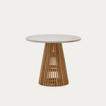 ALCAUFAR Okrugli vanjski stol od punog drva tikovine i sivog cementa