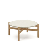 POLA Solid eucalyptus wood and cement coffee table, Ø 84,4 cm